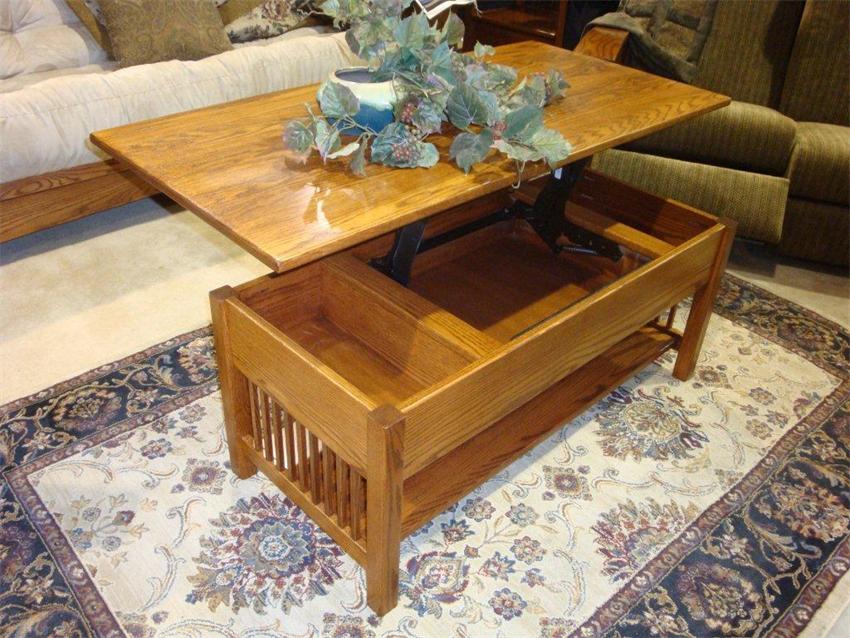 Classic Mission Rectangular Coffee Table With Lift Top From
