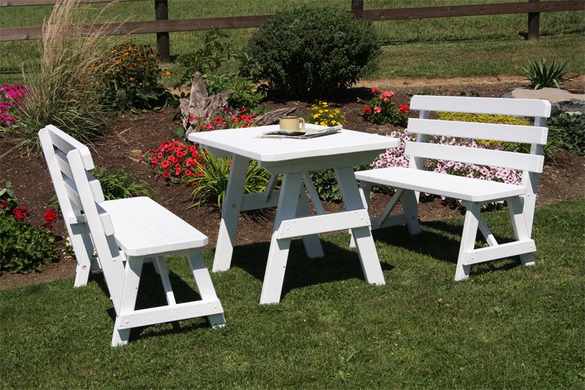 Pine Picnic Table With Benches From Dutchcrafters Amish Furniture Amish Pine Wood Traditional Picnic Table With Two Backed Benches