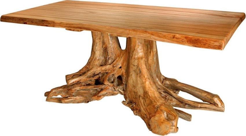 pid_44431 Amish Rustic Double Stump Table with Red Elm Top  150