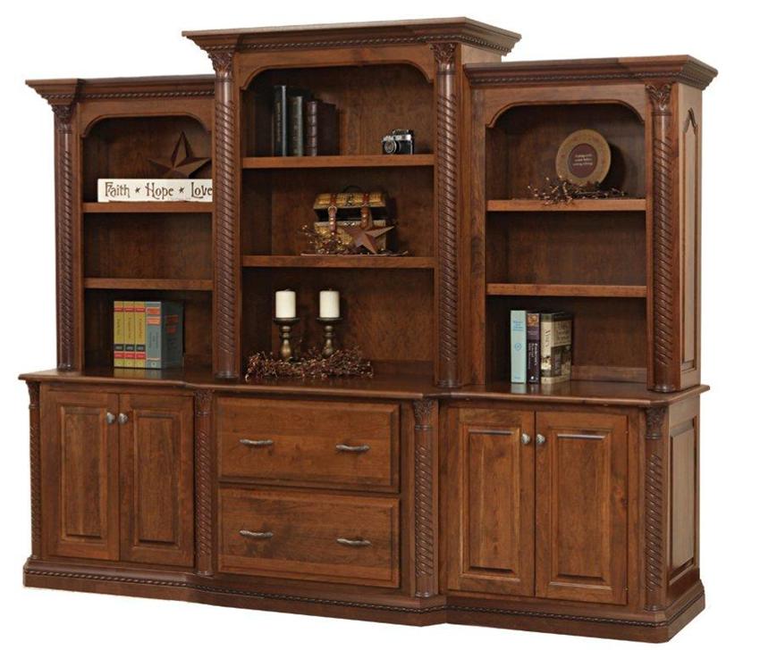 Lexington Credenza with Optional ThreePiece Bookcase Hutch Top from