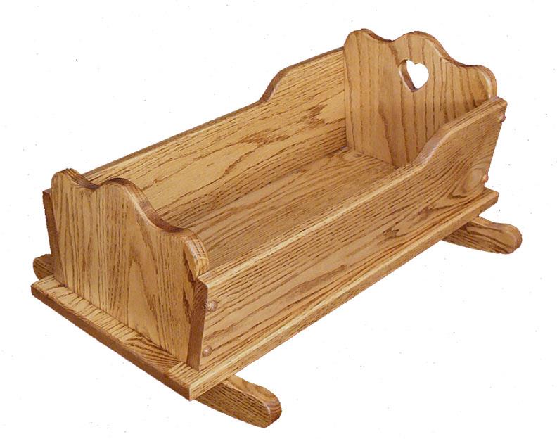 Amish Hardwood Doll Cradle with Heart