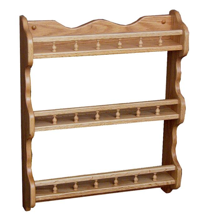 Amish Oak Wood Three Tier Spice Rack