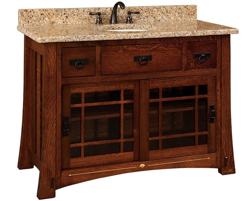 Amish 49\u0026quot; Morgan Single Bathroom Vanity Cabinet with Inlays Amish 49\u0026quot; Morgan Single Bathroom Vanity Cabinet with Inlays