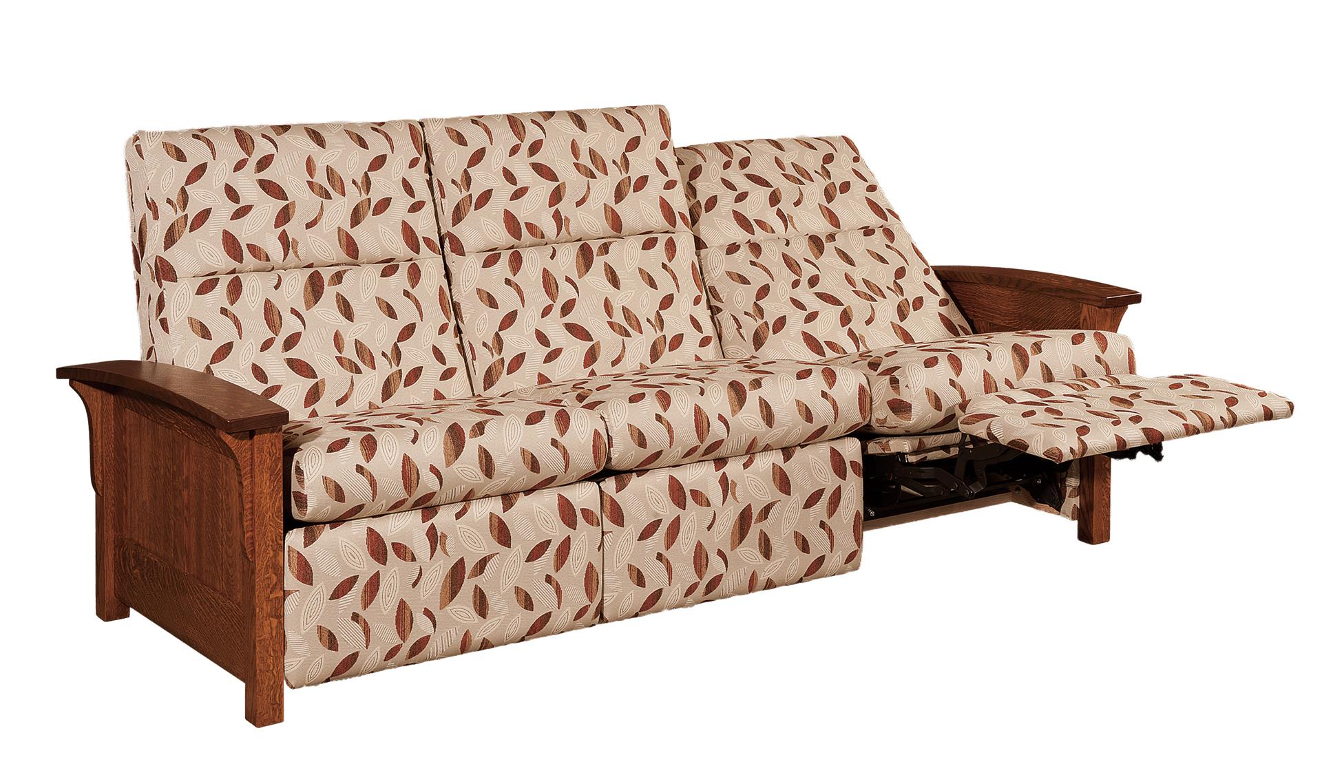 Amish Skyline Panel Reclining Sofa with Optional Power Recliner