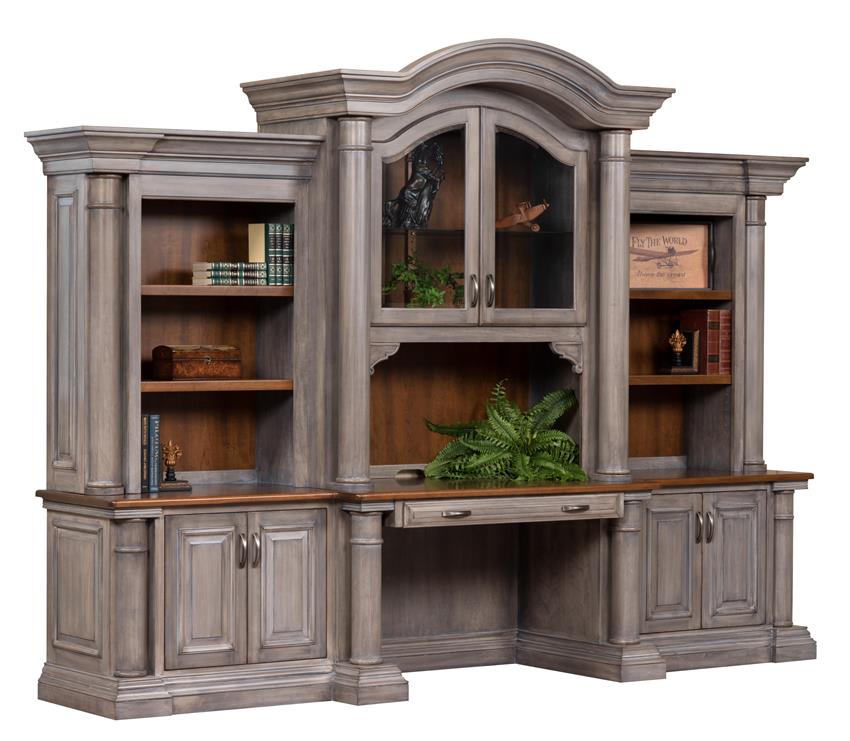 Paris Credenza Desk with Optional ThreePiece Hutch Top from