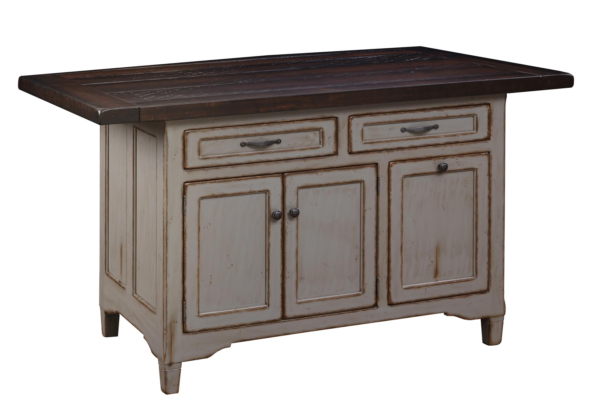 Brown Maple Kitchen Island with Rough Sawn Top
