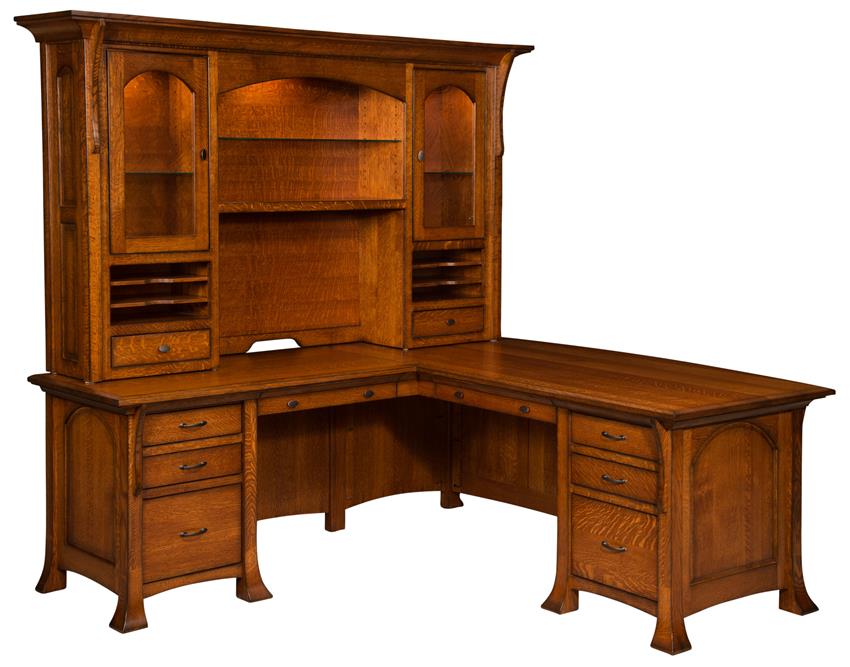Breckenridge L Desk with Optional Hutch from DutchCrafters Amish