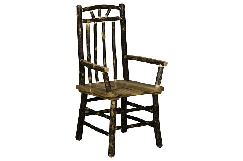 Amish Rustic Hickory Spindle Back Captain Chair