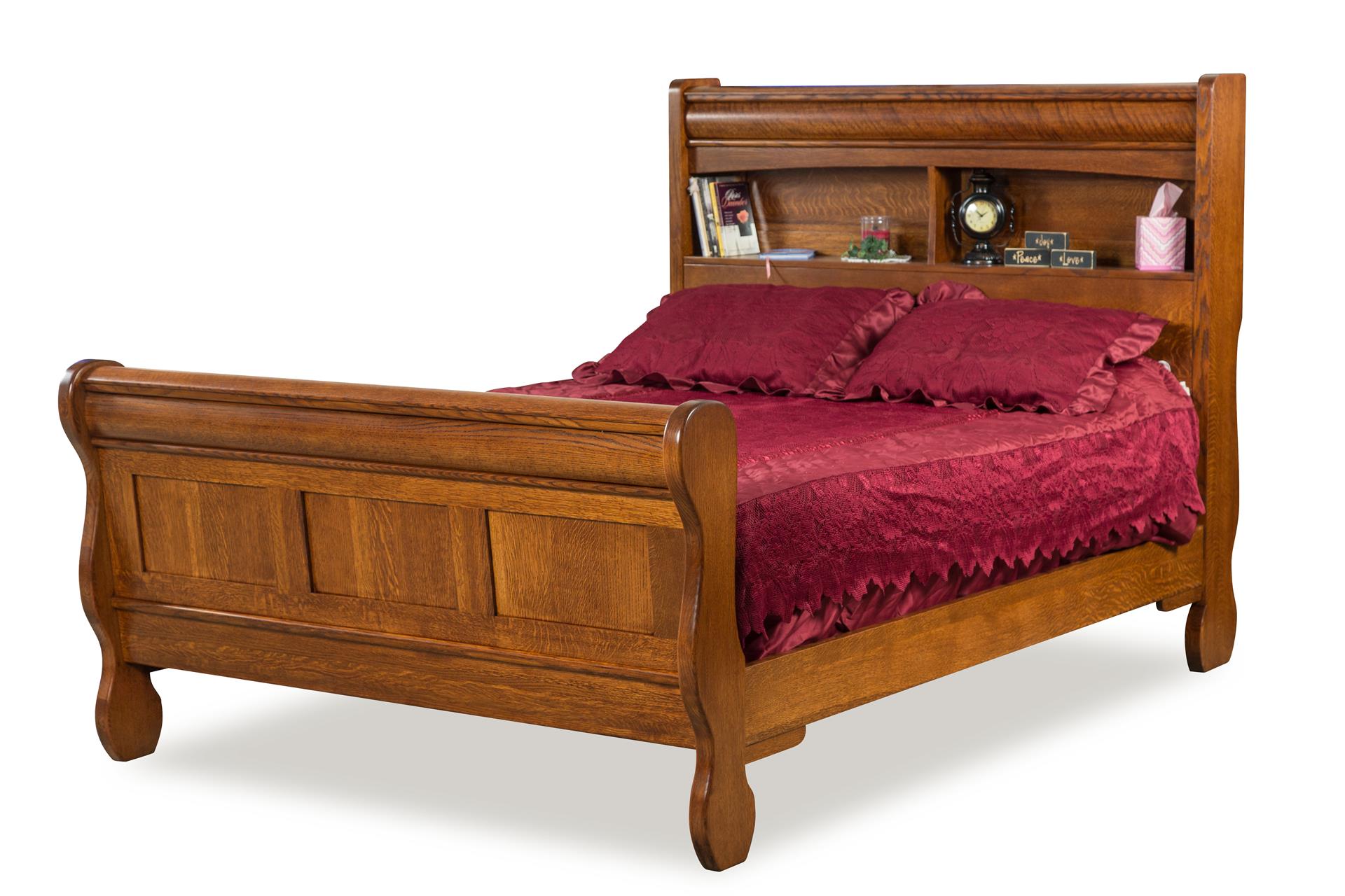 Amish Old Classic Sleigh Bookcase Bed from DutchCrafters Amish