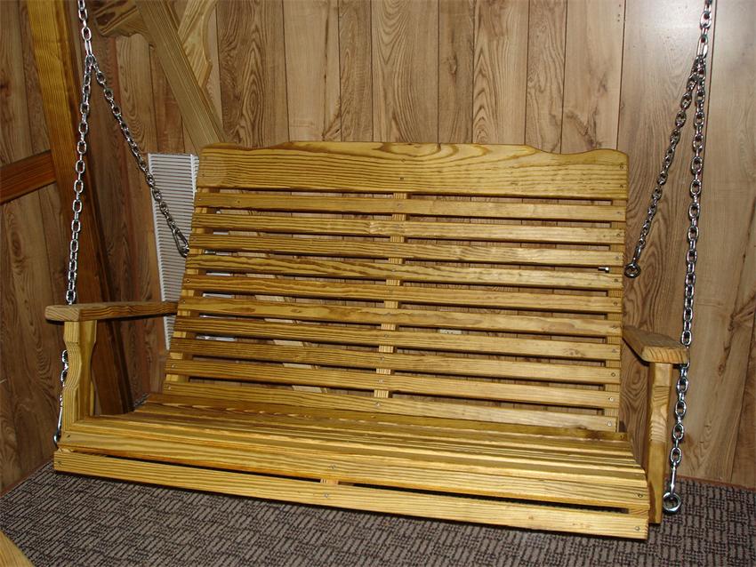 Amish Pine Wood Curve Back Porch Swing from DutchCrafters Amish