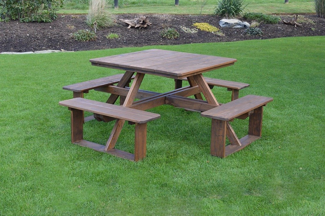 Pine Wood 44 Square Picnic Table From Dutchcrafters Amish Furniture Pine Wood 44 Square Picnic Table From