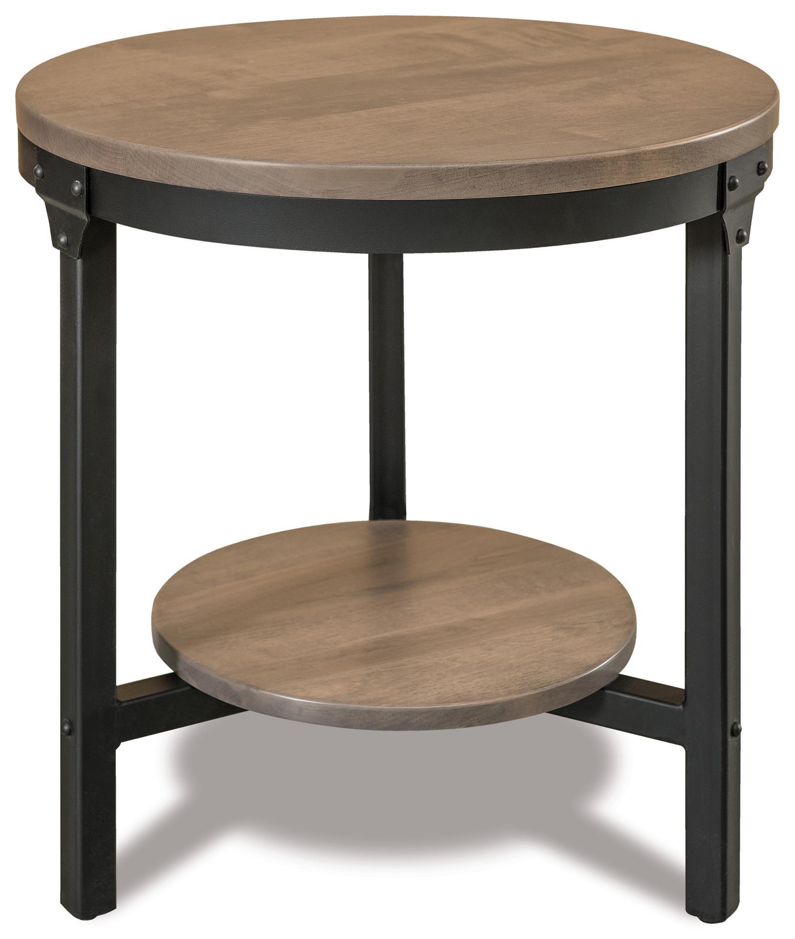 Amish Ironwood 22 Round End Table With Shelf
