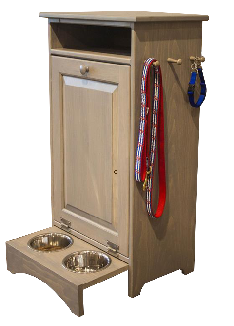 Solid Pine Wood Pet Feeder Station With Hidden Dog Bowls From